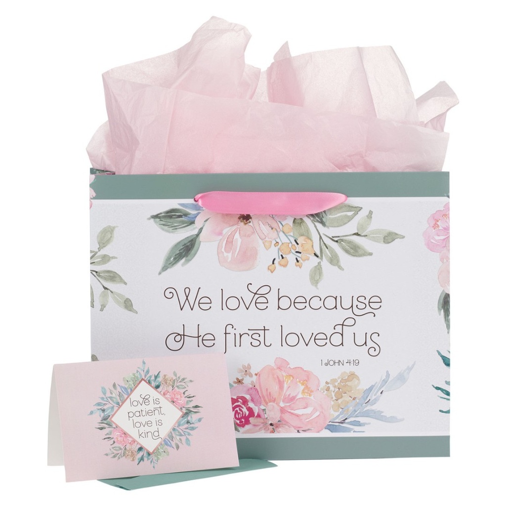 Gift Bag He First Loved Us Large w/Card