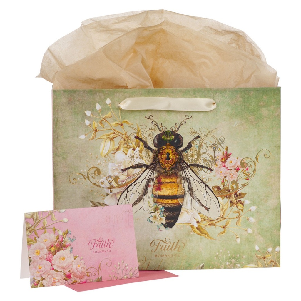 Gift Bag Faith Bee Green Large w/Card