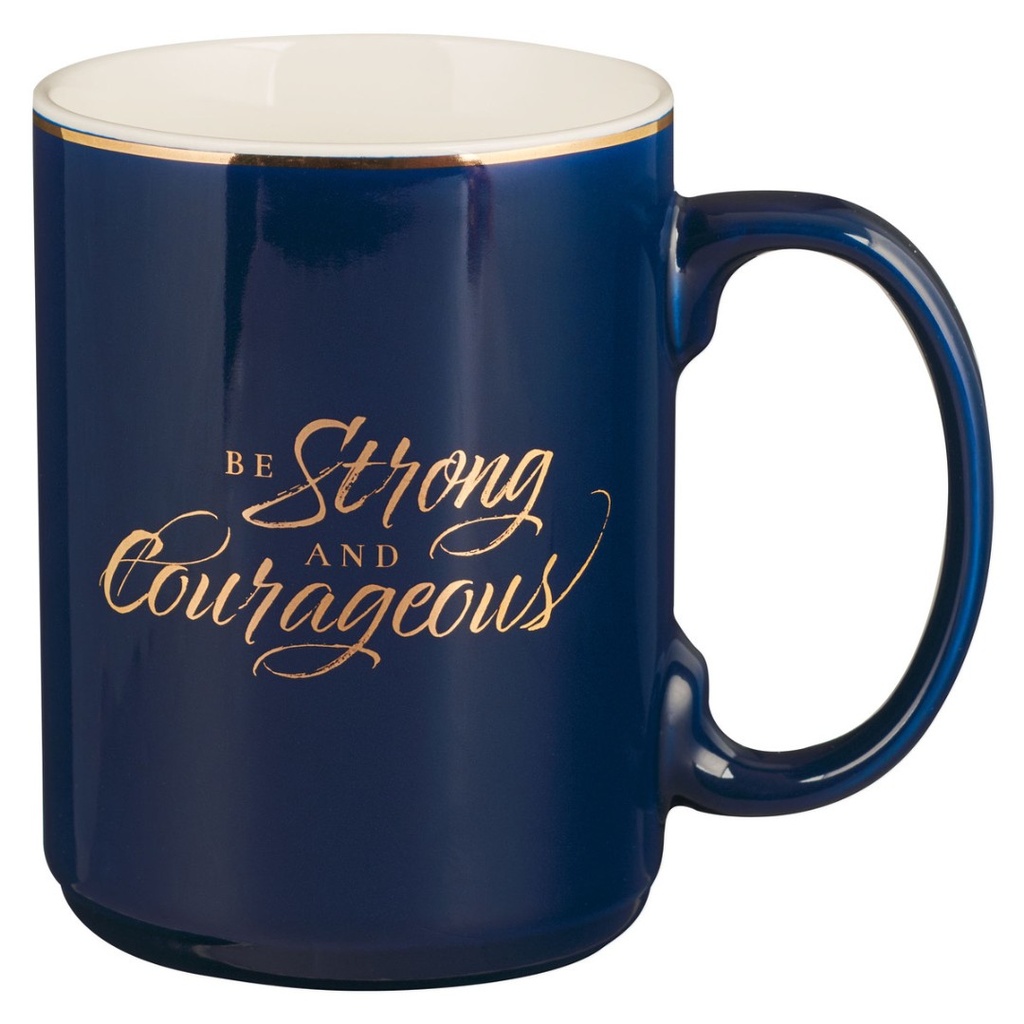 Mug Be Strong and Courageous Joshua 1:9 Navy