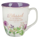 Mug Blessed Jer. 17:7 Purple Floral