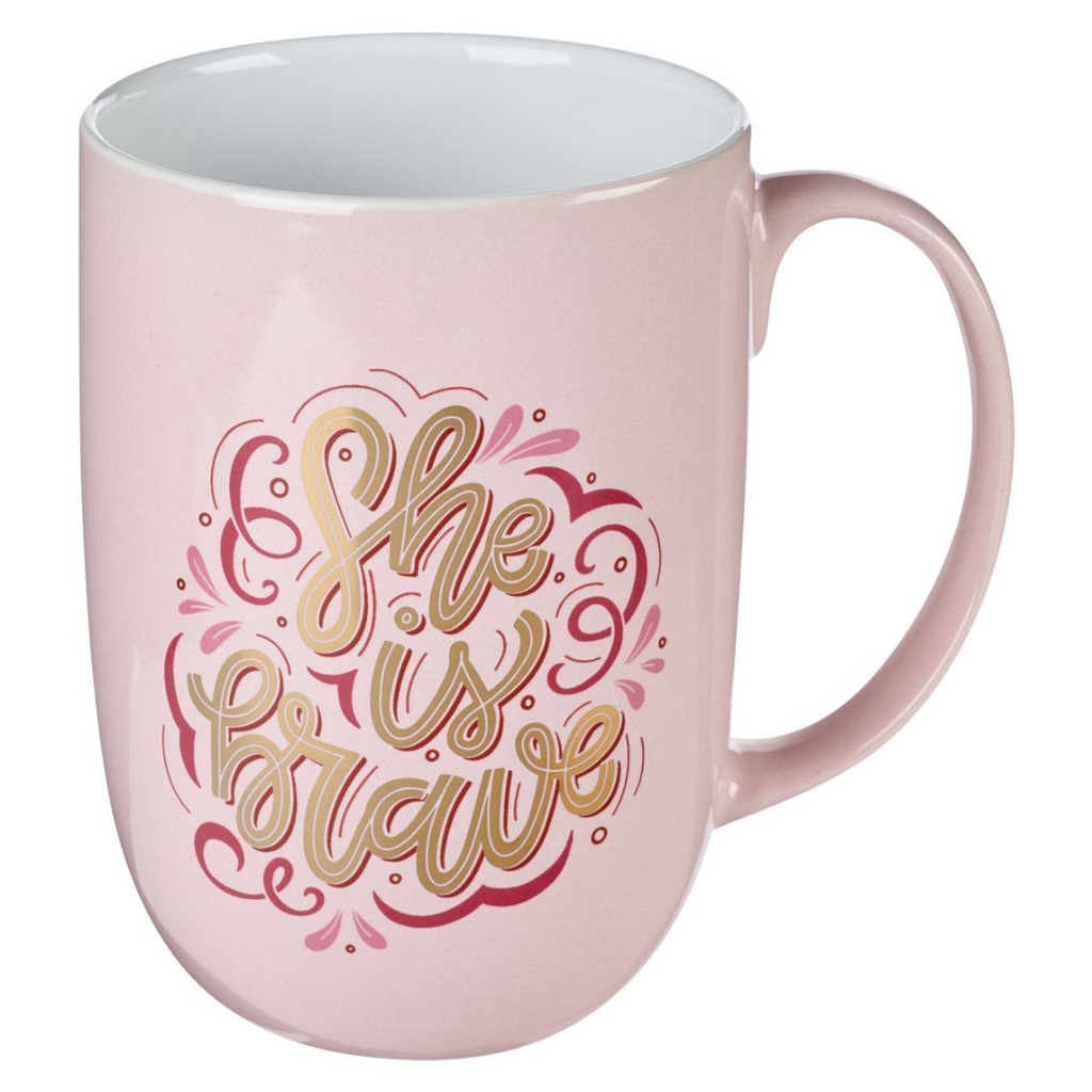 Mug She Is Brave Pink