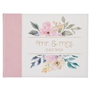 Guest Book Mr & Mrs Pink Floral Faux Leather