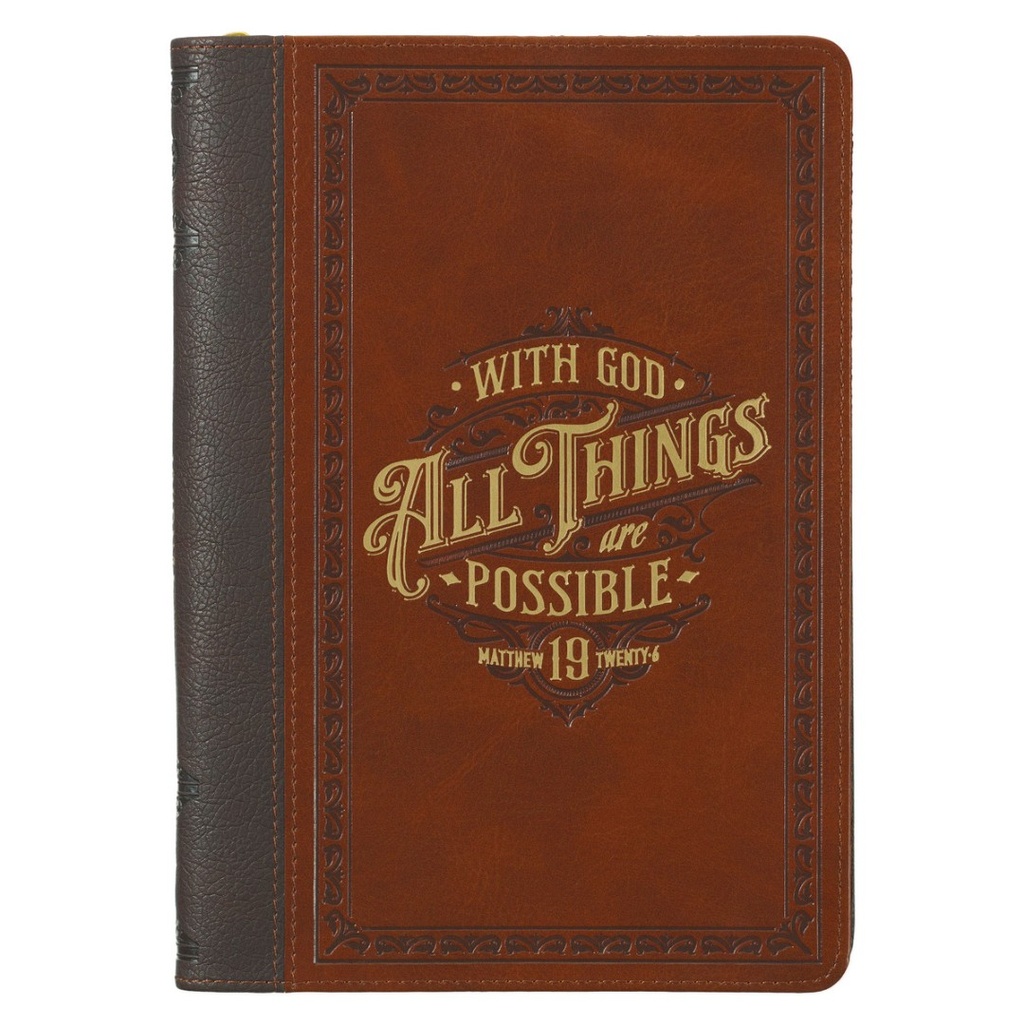 Journal Classic With God All Thing Possible Brwn Zip