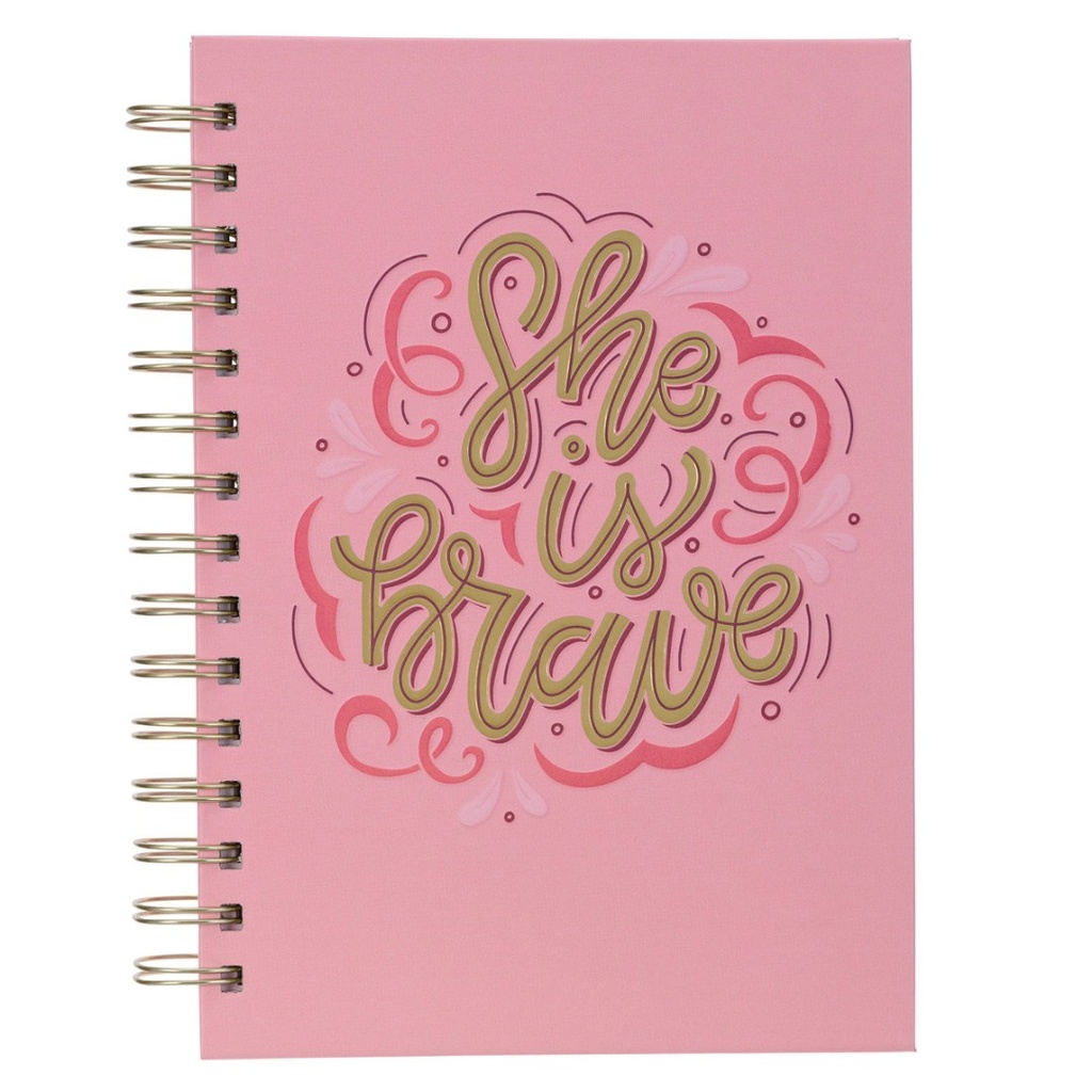 Journal Large She Is Brave Pink Wirebound