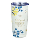 Tumbler Travel SS Kind Words Prov. 16:24 White/Flowers