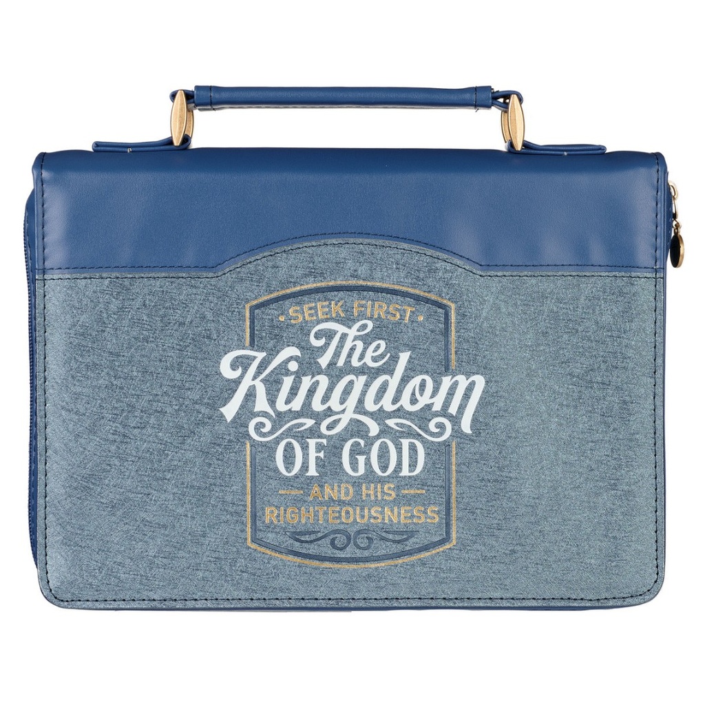 Bible Case Large Kingdom of God Blue Faux Leather