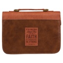 Bible Case Large Stand Firm Brown Faux Leather