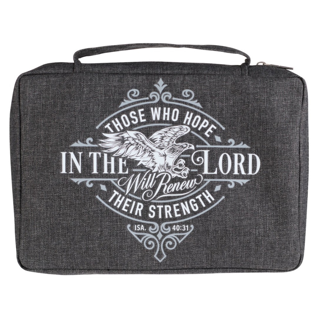 Bible Case Large Those Who Hope Grey Canvas
