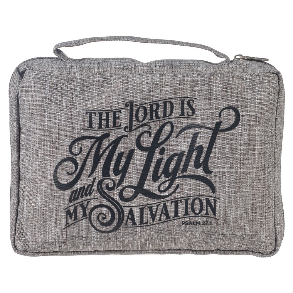 Bible Case Med Lord Is My Light Grey Canvas
