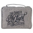 Bible Case Med Lord Is My Light Grey Canvas