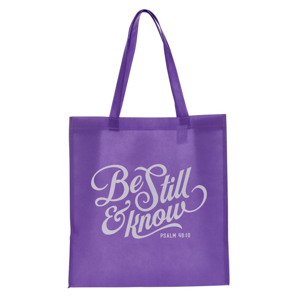 Tote Bag Be Still & Know Lavender Polyproylene