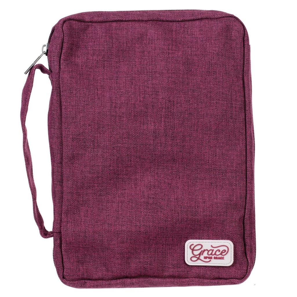 Bible Case Large Plum Grace Badge Canvas