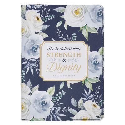 Journal Strength & Dignity Classic Blue Rose Zip