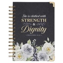 Journal Strength & Dignity Black/White Flowers