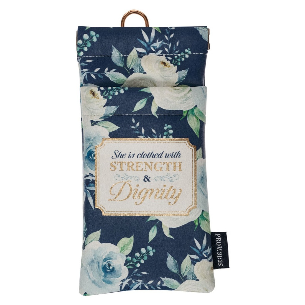 Eyeglass Case Strength & Dignity Black/Flowers