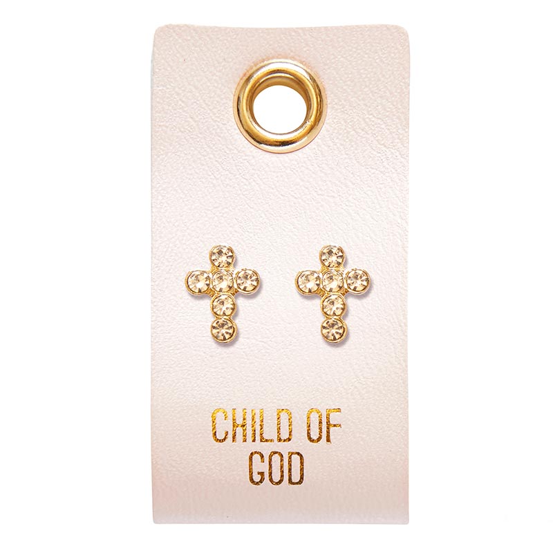 Stud Earrings Circle Cross Child of God