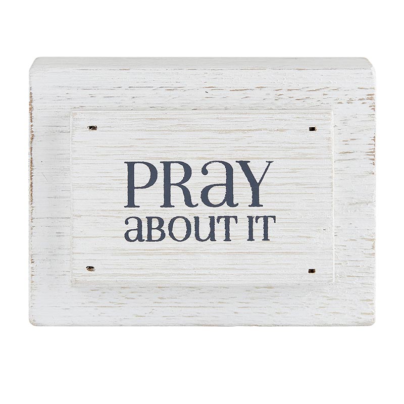 Block Pray About It Whitewashed Wood