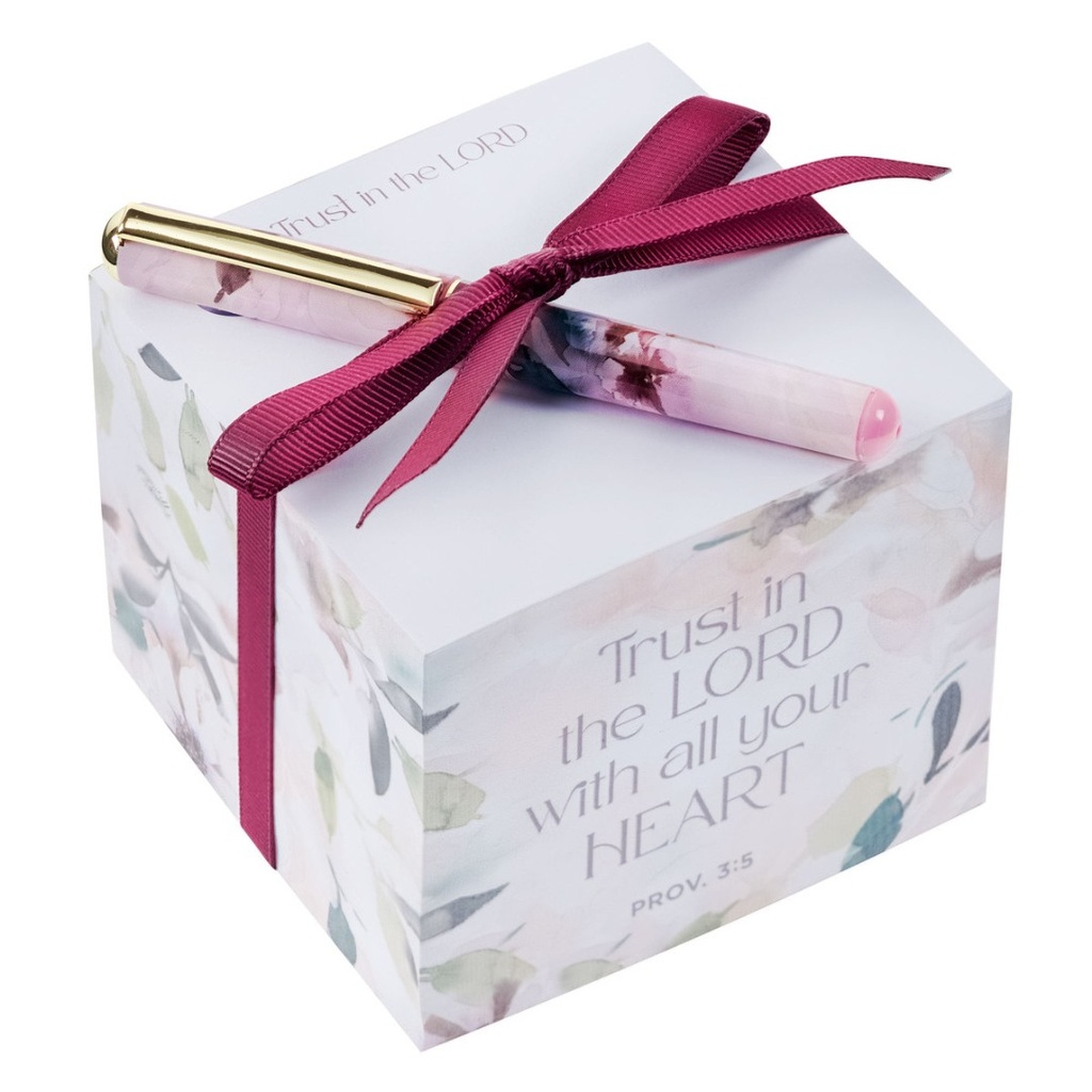 Note Block With Pen Trust In the Lord Purlple Bloom