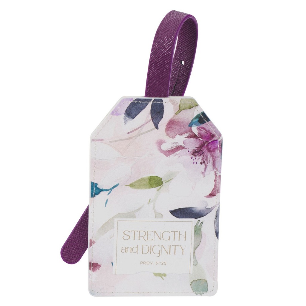Luggage Tag Strength &  Dignity  Purple Bloom