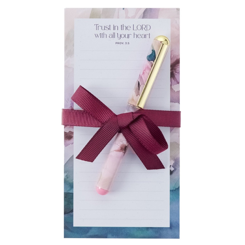 Magnetic Notepad/Pen Trust in the Lord Purple Bloom