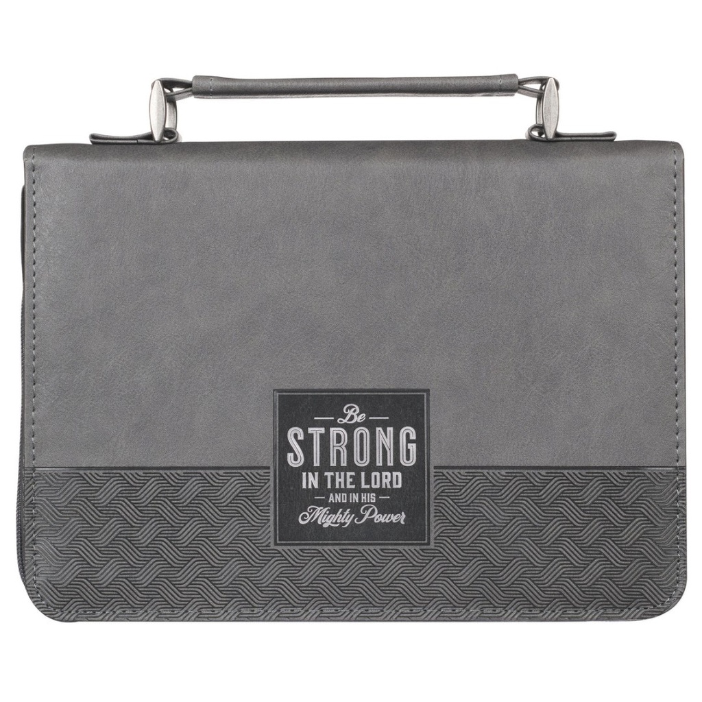Bible Cover L Be Strong In The Lord Grey Tu/Tone