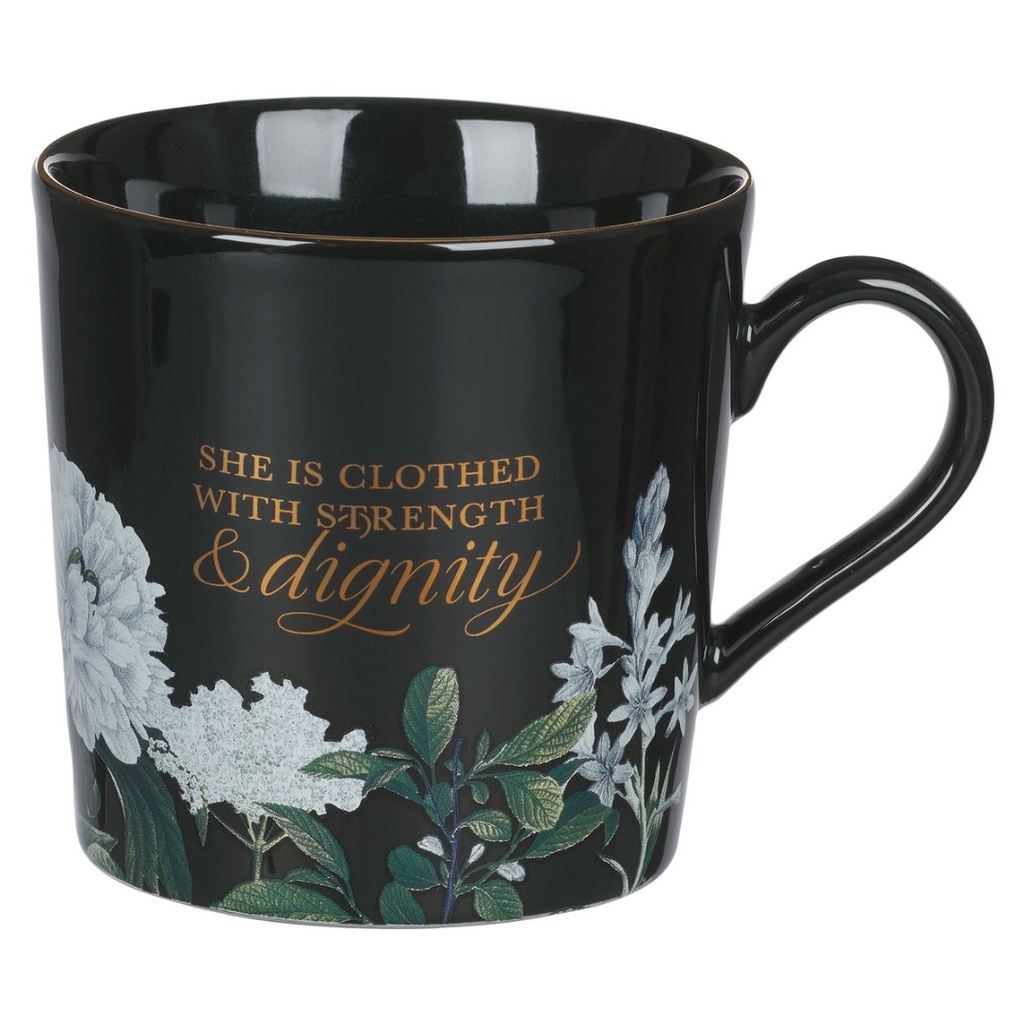Mug She Is Clothed With Strength & Dignity Black