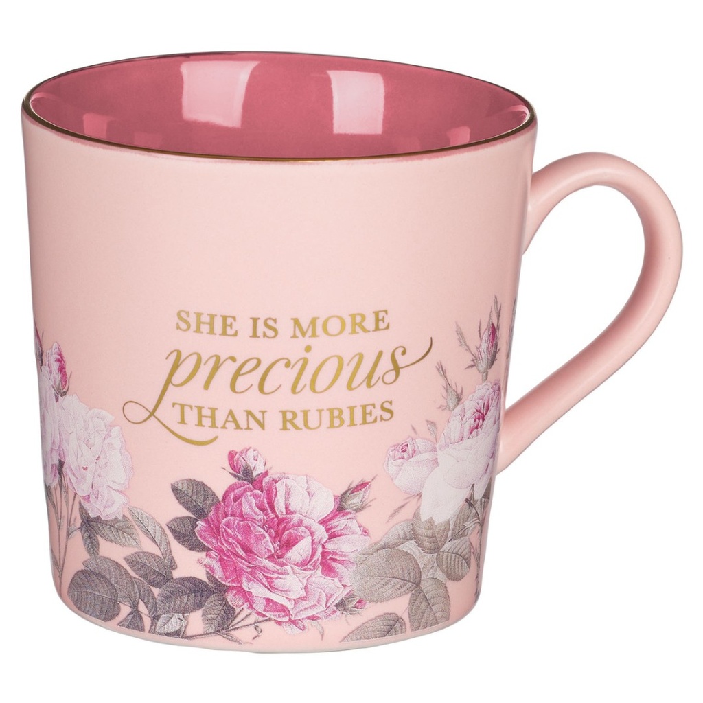Mug She Is More Precious Than Rubies Pink