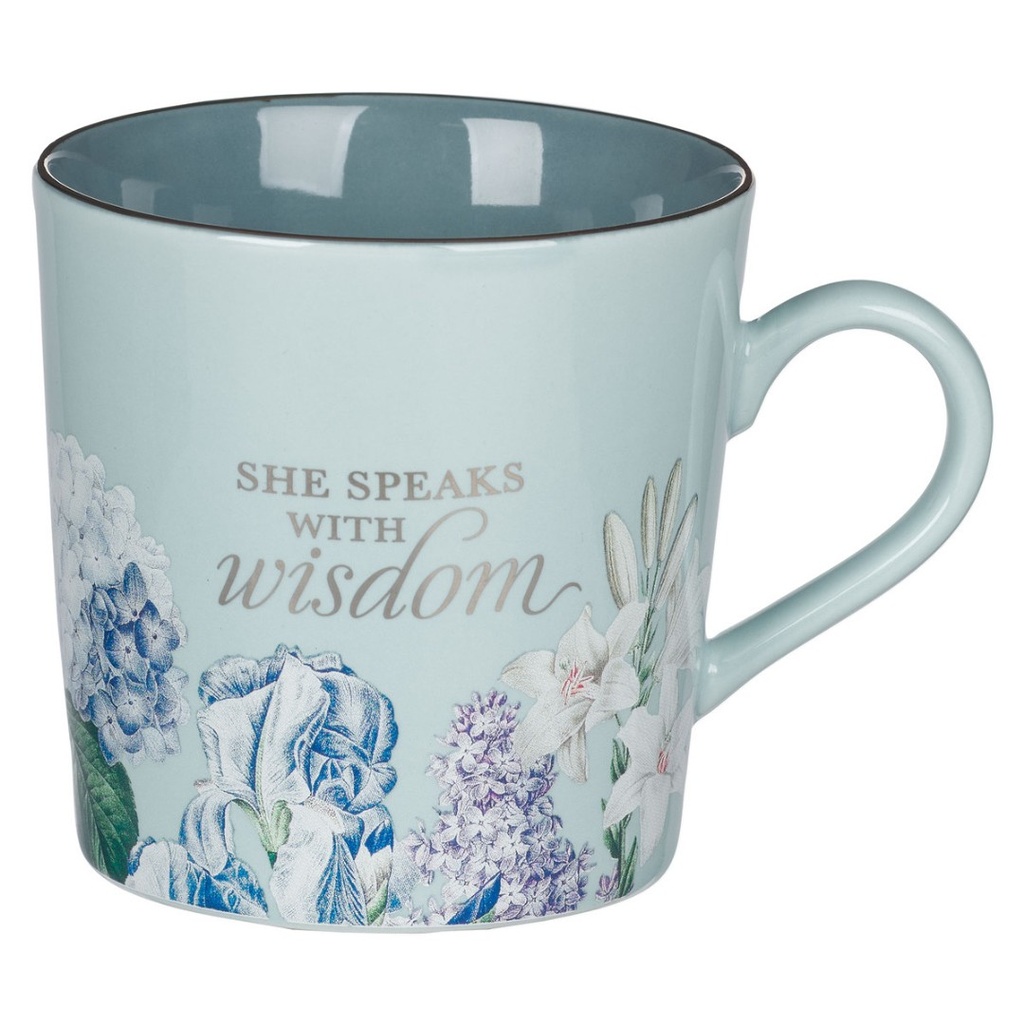 Mug She Speaks With Wisdom Blue