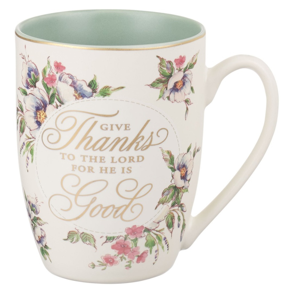 Mug Give Thanks White Lace