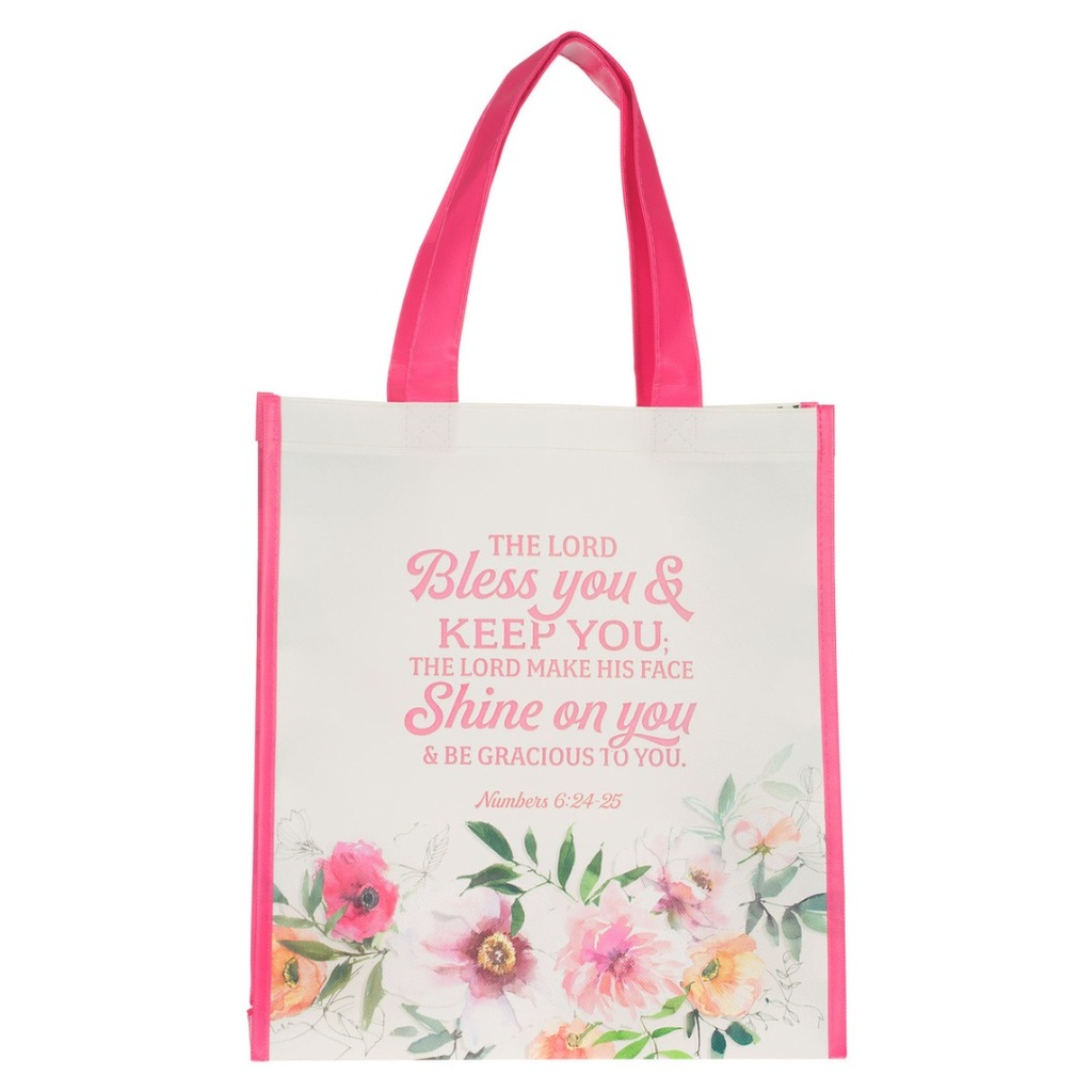 Tote Bag Bless You & Keep You Pink Non Woven Coated