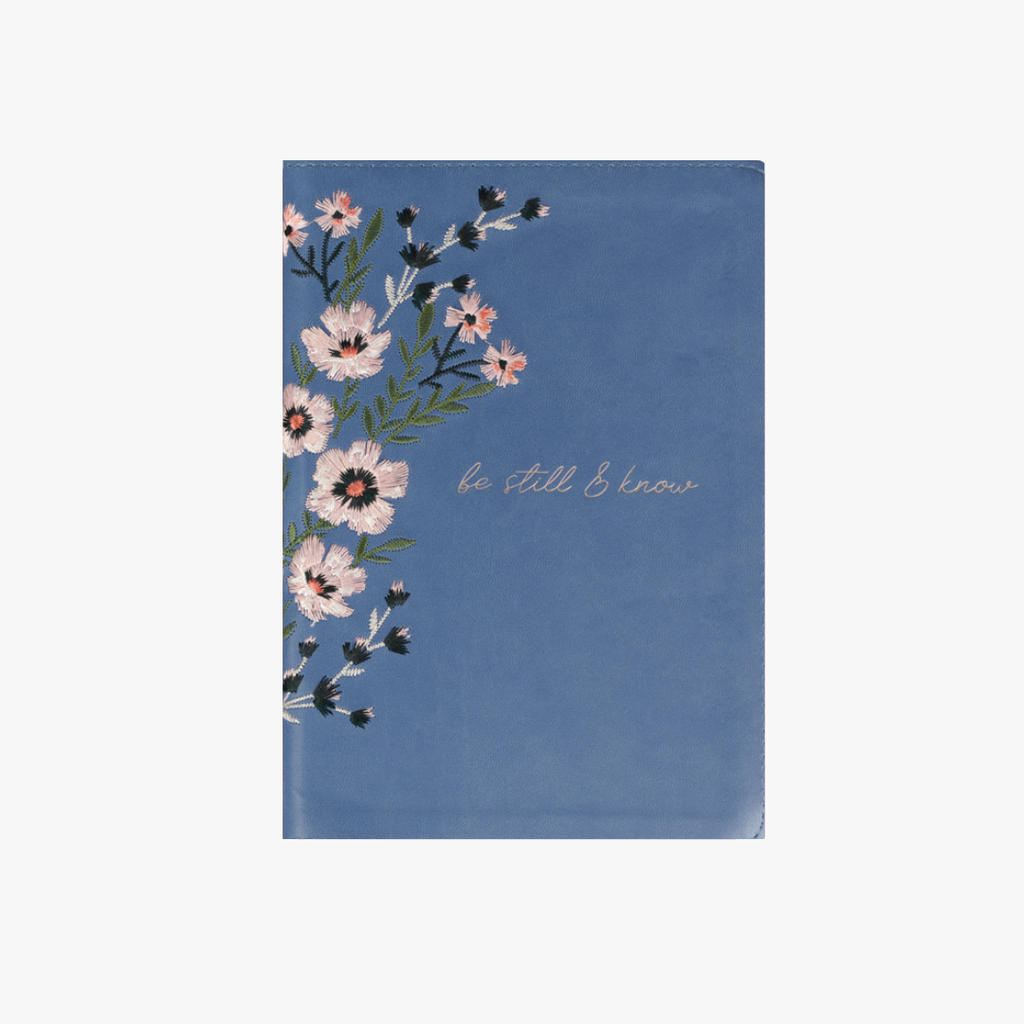 Journal Classic Be Still & Know Blue Fax Leather Zip