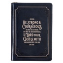 Journal Be Strong & Courageous Blue Faux Leather Zip