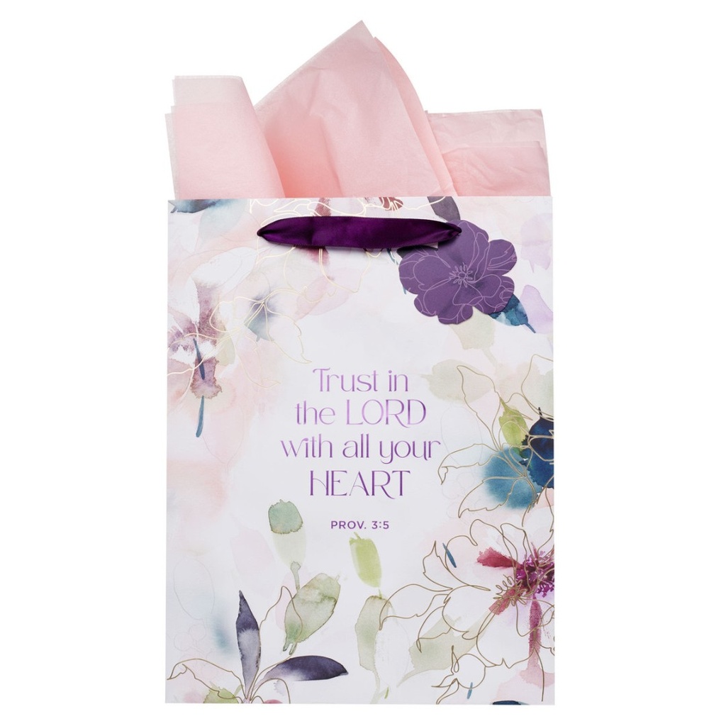 Gift Bag Large Trust In The Lord Purple Bloom