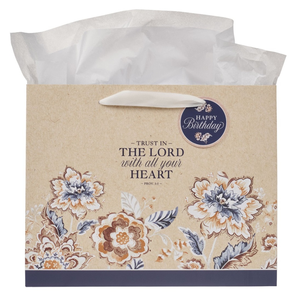 Gift Bag Large Trust In The Lord Brown & Navy Landscape