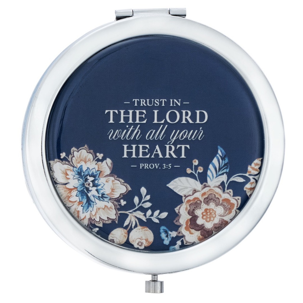 Compact Mirror Trust In The Lord Brown & Navy