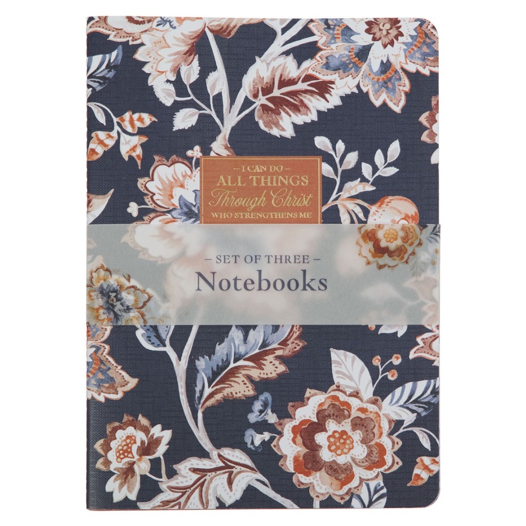 Notebook Set 3 Large I Can Do all Things Brown&Navy