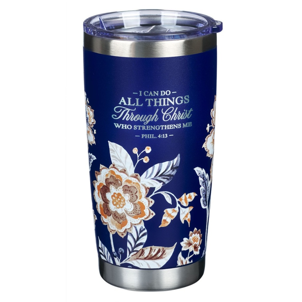 Tumbler Travel I Can Do All Things Brown & Navy