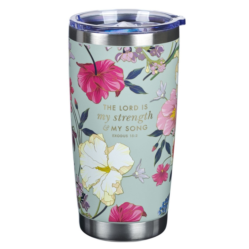 Tumbler Lord Is My Strength Pale Green & Floral