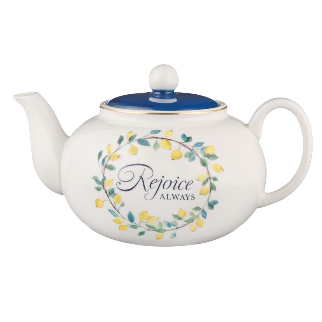 Teapot Rejoice Always Lemons Ceramic