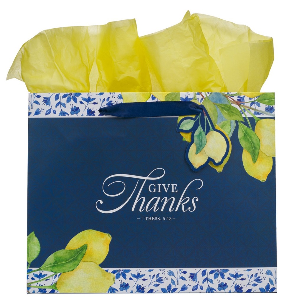 Gift Bag Large Give Thanks  Lemons Landscape