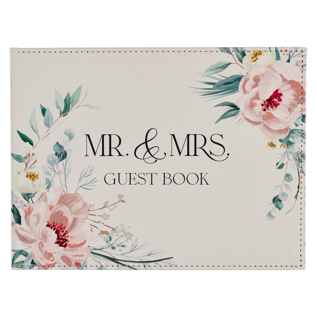 Guest Book Medium Mr & Mrs Peach Floral