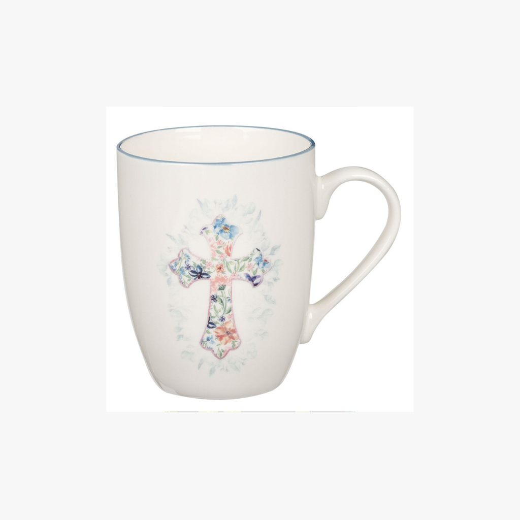 Mug Floral Cross White