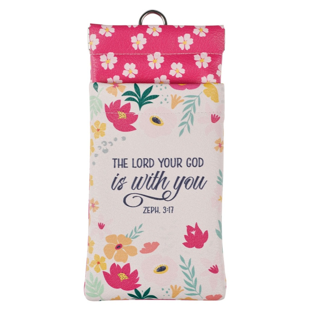 EyeGlass Case Lord Your God Is With You White Floral 08/24