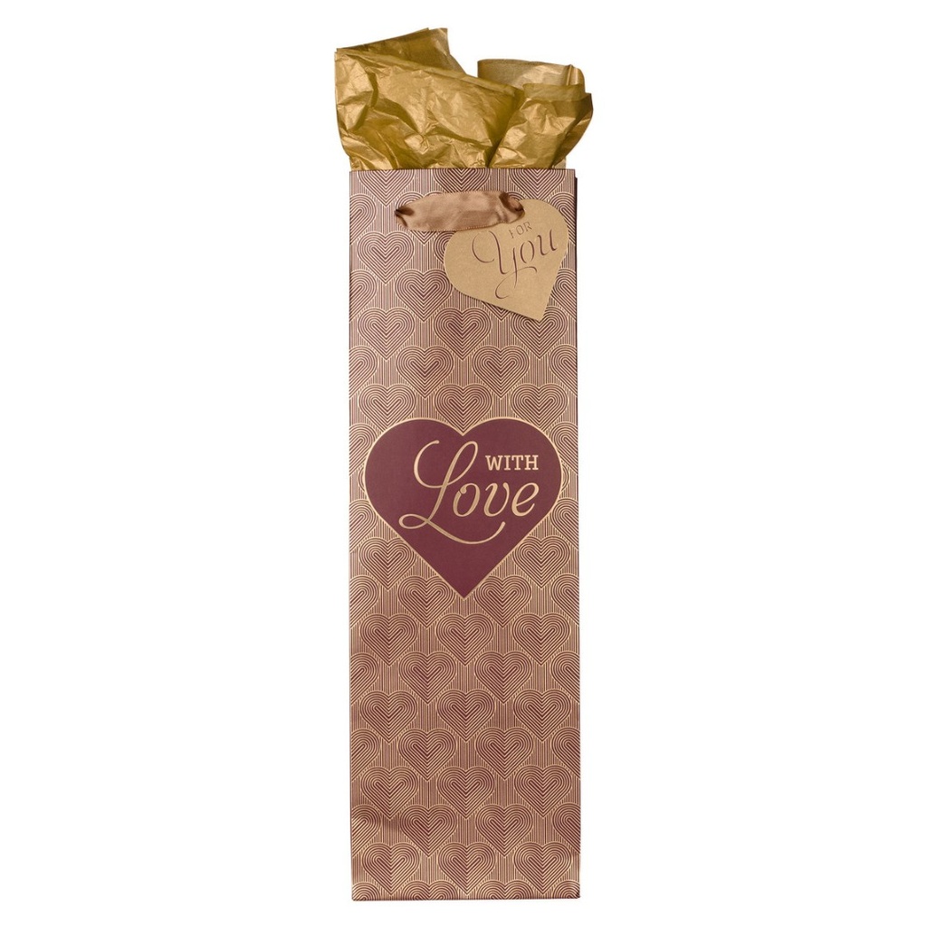 Bottle Gift Bag With Love Pink