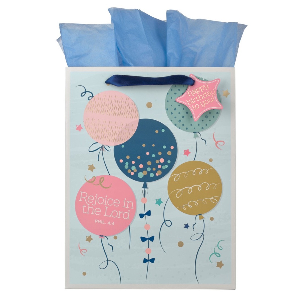 Gift Bag Large Rejoice In The Lord Balloon