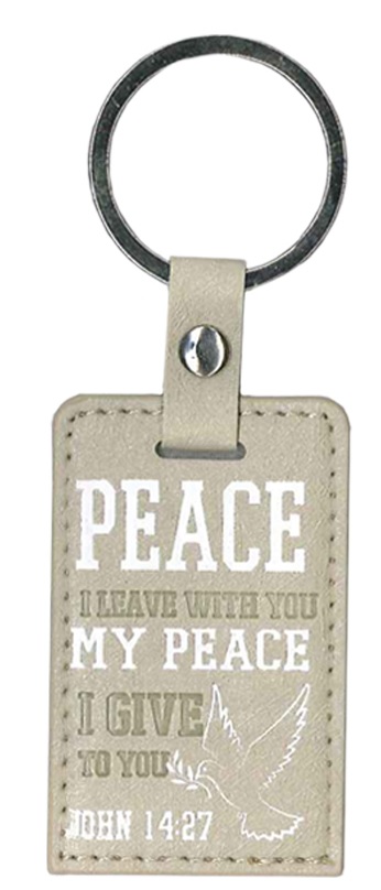 Keyring Peace I Leave With You Tan Luxleather