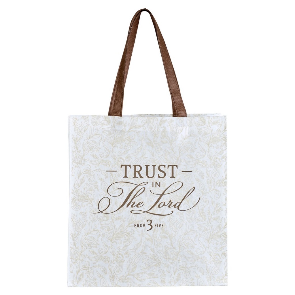 Tote Bag Trust In The Lord Brown/White