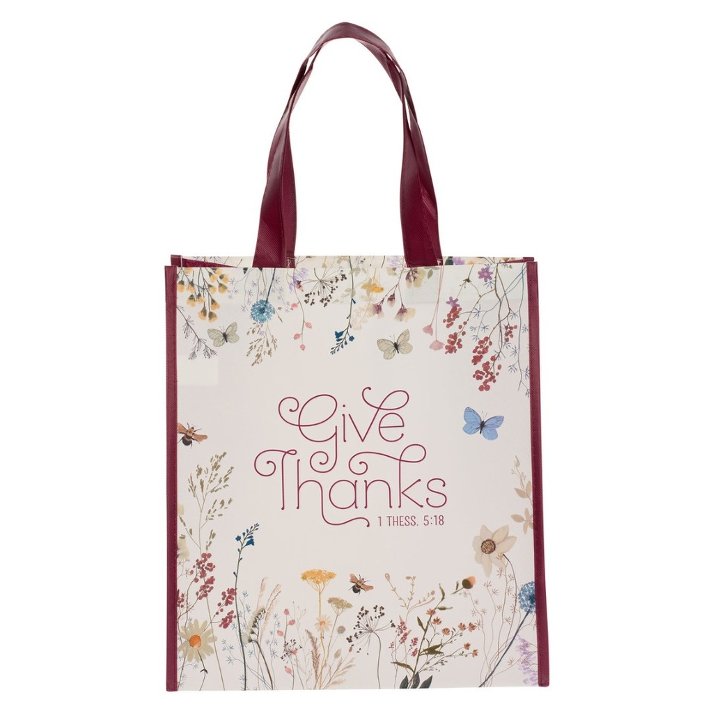 Tote Bag Give Thanks Floral