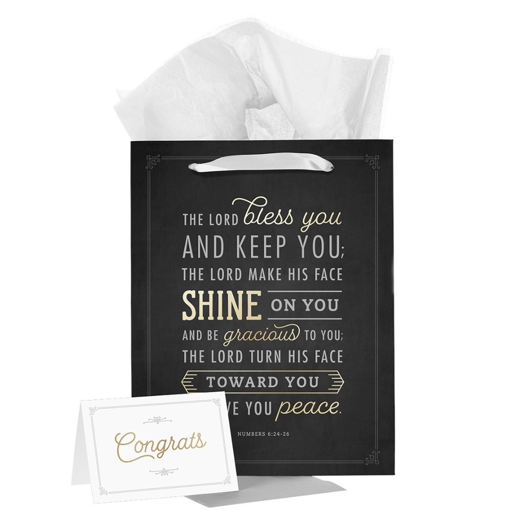 Gift Bag Large Lord Bless You w/Card Black
