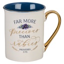 Mug Far More Precious Than Rubies White/Blue